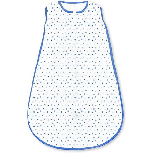Amazing Baby Microfleece Sleeping Sack, Wearable Blanket with 2-way Zipper, Use after Swaddle Transition, Playful Dots, Blue, Small (0-6 mo)