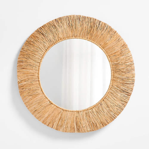 Ravi Raffia 36" Round Wall Mirror