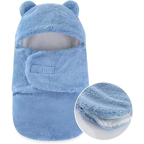 Baby Winter Fleece Swaddle Blanket Boys Girls Warm Soft Plush Sleeping Sacks Adjustable 3-6 Months Newborn Swaddling Wrap