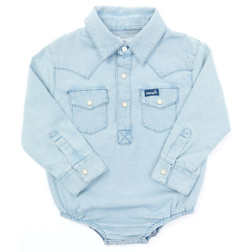 Wrangler Infant Boys' Long Sleeve Collared Onesie