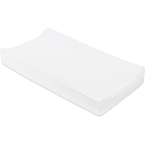 Babyletto 100% Quilted Organic Cotton Changing Pad Cover, GOTS-Certified, Fitted 360°, Ultra-Soft and Breathable Muslin - Plain White