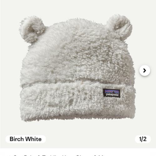 Patagonia Baby Furry Friends Fleece Hat Birch White, Size 0-3