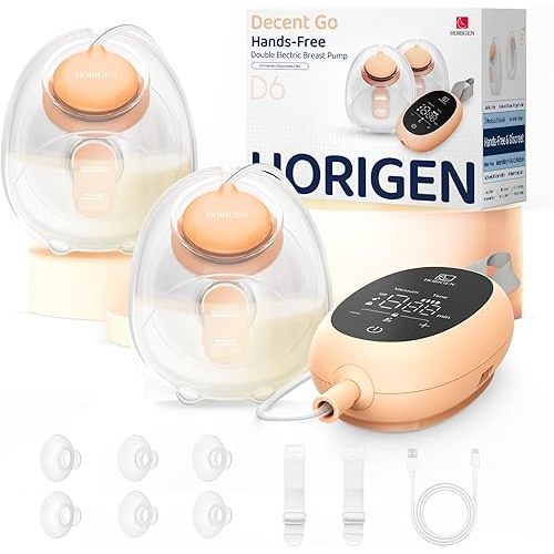 Upgraded Wearable Hands Free Breast Pump: D6 Portable Low Noise Breastfeeding Pumps with 3 Modes & 9 Levels & Memory Function | Leak-Proof Double-Seal Design | Strong Suction 15/17/21/25mm Flange