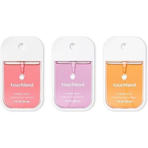 Touchland Power Mist Hydrating Hand Sanitizer Spray, JUICY Trio Set (Watermelon, Peach, Berry), 1 FL. OZ. Travel Size (Set of 3)