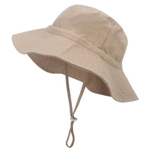 Jalioing Newborn Baby Boys Girls Sun Hat with Strap Wide Brim Cotton Bucket Hat Sun Protection Outdoor Hat