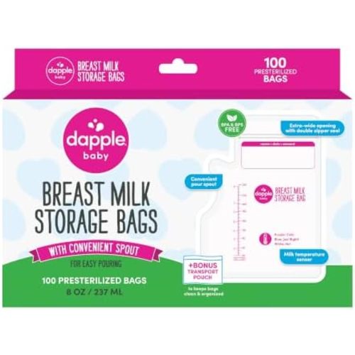 Dapple Baby - Breast Milk Storage Bags with Pour Spout - 8oz, 100ct