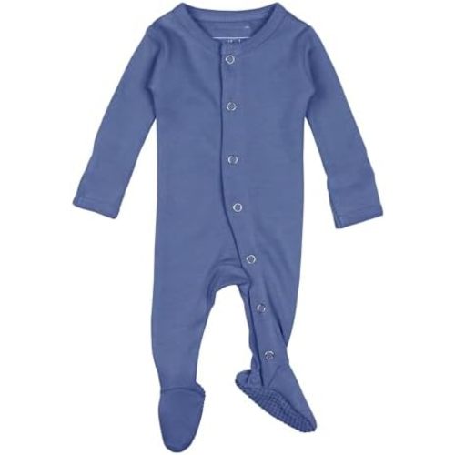 L'ovedbaby Unisex Baby Organic Cotton Snap Footie, GOTS Certified, Long Sleeve Sleep Play Footed Pajamas, Mitten Cuffs Grips