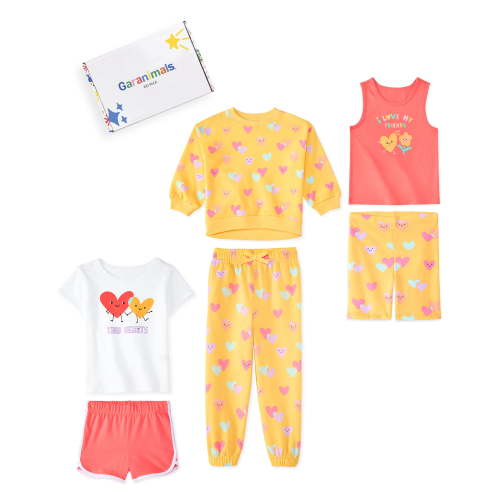 Garanimals Newborn, Baby & Toddler Girl Cotton 6-Piece Outfit Sets, Graphic Tops & Bottoms, Sizes 0-6T