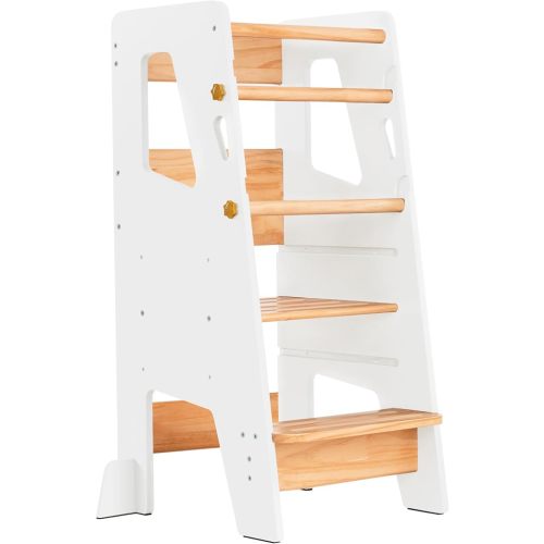 Toddler Standing Tower with 3 Safety Bars - Kitchen Stool Helper - White