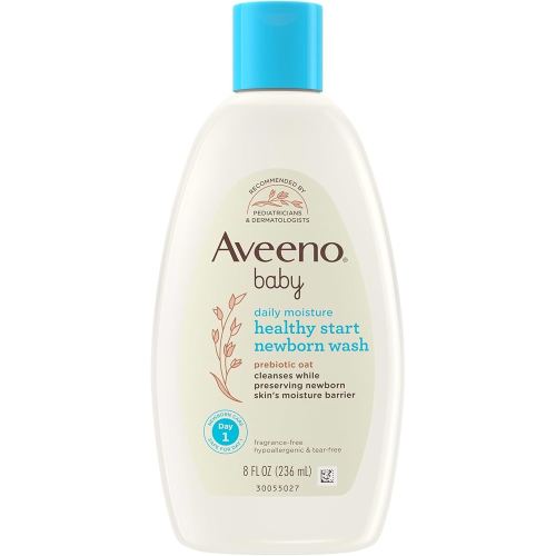 Aveeno Baby Healthy Start Nourishing Newborn Wash, Hypoallergenic Baby Body Wash, Prebiotic Oat, Gently Cleanses Sensitive Skin, No added Fragrances & Parabens, Tear-free, 8 fl. oz