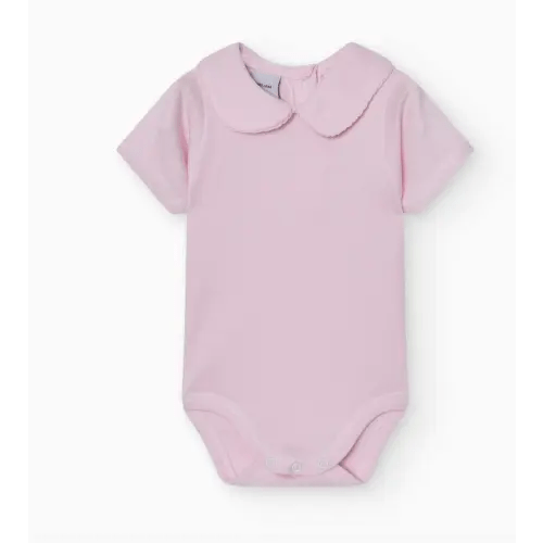 Babidu short sleeve Peter Pan collar bodysuit - Pink — Wiltshire Child