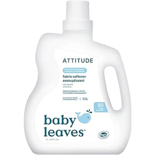 ATTITUDE Baby Laundry Fabric Softener Liquid, Vegan and Naturally Derived Detergent, Plant Based, HE Washing Machine Compatible, 80 Loads, Chamomile, 67.6 Fl Oz (AMAZON EXCLUSIVE)
