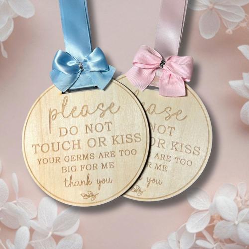 No Touching Baby Car Seat Sign: Baltic Birch Stroller Tag