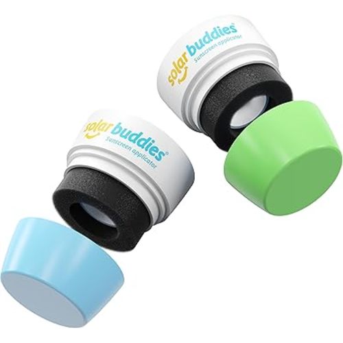 Solar Buddies Replacement Duo Heads with Spare Lids – Compatible with the refillable kids’ sunscreen applicator – Holds 100ml/3.4 fl oz (NOT a full unit). (Blue/Green)