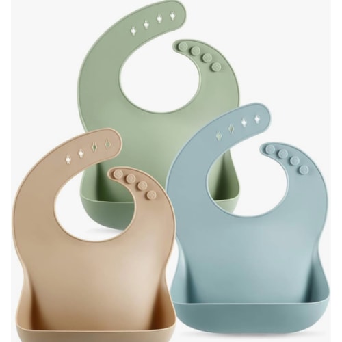 PandaEar Set of 3 Silicone Baby Bibs Waterproof, Soft, Unisex, 10-72 Months