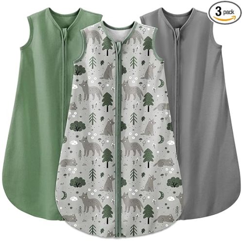 Yoofoss Baby Sleep Sack 0-6 Months Baby Wearable Blanket 100% Organic Cotton 2-Way Zipper Toddler Sleeping Sack, 3 Pack Soft Lightweight Sleep Sacks for Babies