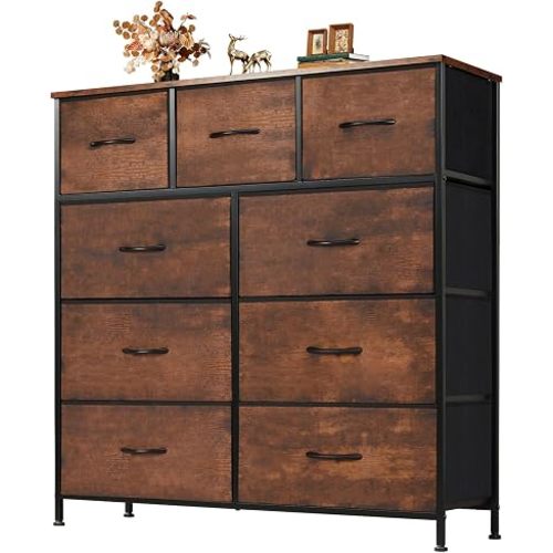 Dresser for Bedroom with 9 Drawers, Anti-Tip Fabric Storage Tower