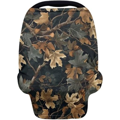 Coldinair Jungle Dead Leaf Car Seat Covers for Girls Multi-use Cover Baby Carseat Canopy Cow Print Nursing Cover for Breastfeeding