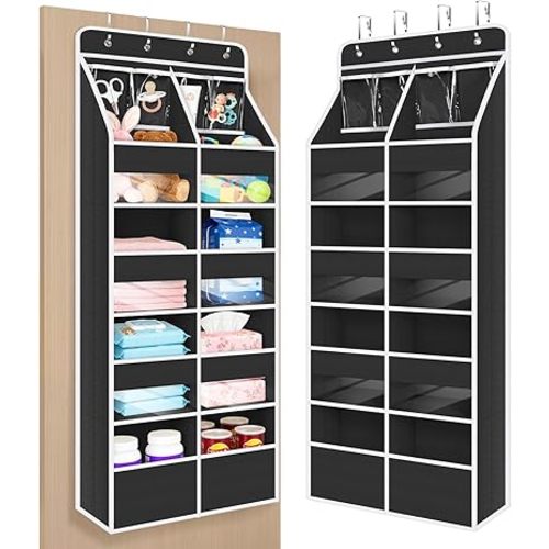 Univivi Upgraded Over the Door Organizer for Baby Nursery, Black, 5-Shelf
