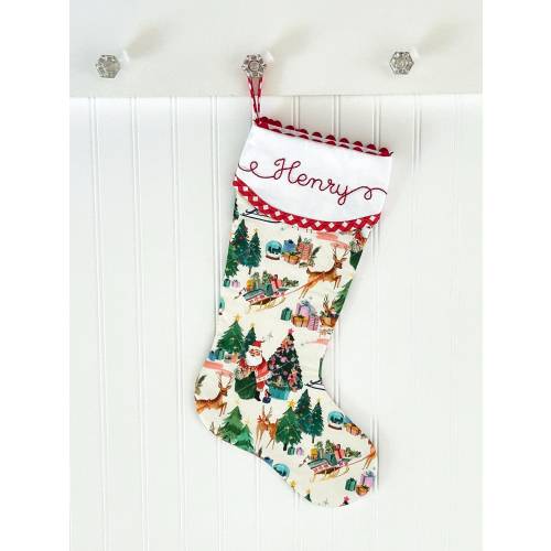 Vintage Inspired - Quilted and Hand Embroidered Christmas Stocking