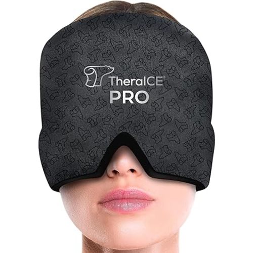 TheraICE Migraine Relief Cap PRO, Headache Relief Cap, Ice Face Mask, Cold Compress Head Wrap for Tension Headache Relief, Stress & Hangover, FocusZone Technology Provides Extra Cooling & Pressure