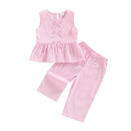 Kupretty Toddler Girl Clothes Baby Summer Outfits Gingham Ruffle Sleeveless Vest Shirt Tank Tops Pants Set 1T 2T 3T 4T 5T
