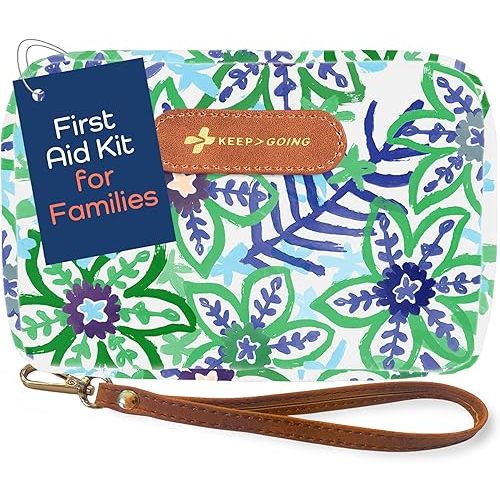 KeepGoing Travel First Aid Kit for Kids – 130 Pc. for Car, Home, Purse, Diaper Bag & Backpack with Latex-Free Bandages - Mini First Aid Kit Travel Size TSA-Approved