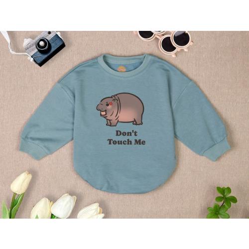 Handmade Hippo Baby Romper: 'Don't Touch Me' Sweatshirt