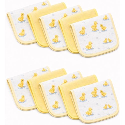 River 10-Pack Baby Terry Washcloths 100% Organic Cotton Absorbent for Baby and Toddler Boys & Girls, Seafoam Terra Rainbow, One Size