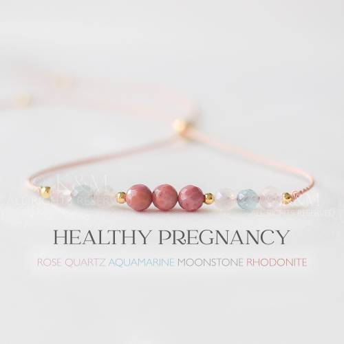 Healthy Pregnancy Crystal Bracelet | Mom To Be Gift, Pregnancy Support, Fertility Crystals, Expecting Mom Gift, Rose Quartz, Rhodonite