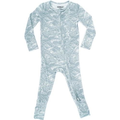 Shwally Organic Baby Bamboo Rompers with 17 Signature Prints - Infant Zipper Jumpsuits