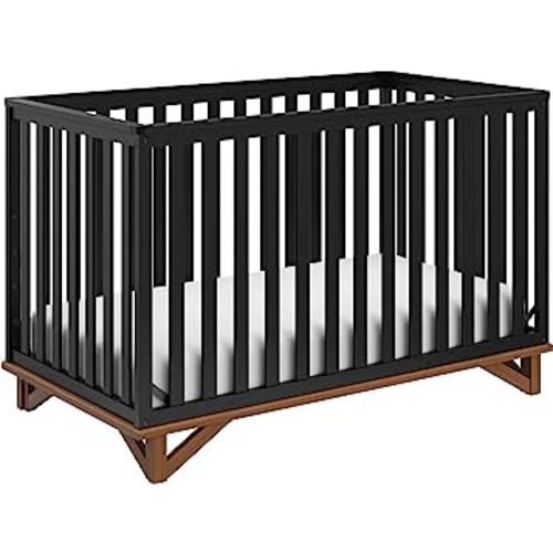 Storkcraft Santa Monica 5-in-1 Convertible Crib (Black with Vintage Driftwood) – GREENGUARD Gold Certified, Modern Design, Two-Tone Baby Crib, Converts to Toddler Bed, Daybed and Full-Size Bed
