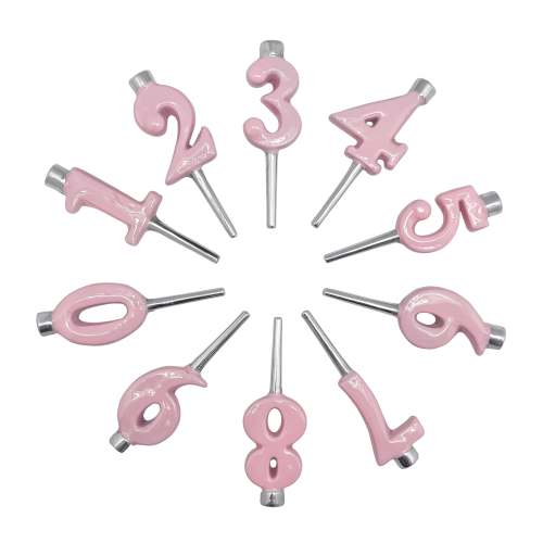 Pink Number Candle Holder Set