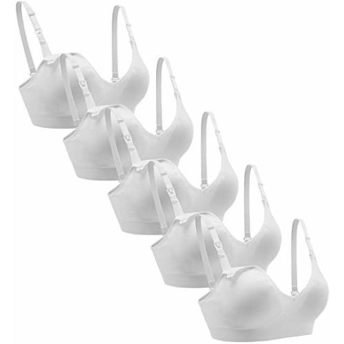Suekaphin Nursing Bra 5pack Wireless Deep V Neck Maternity Nursing Bra Bralette Sleeping Breastfeeding with Extra Extenders