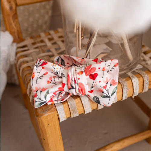 Love You More - Topknot Headwrap Floral Heart