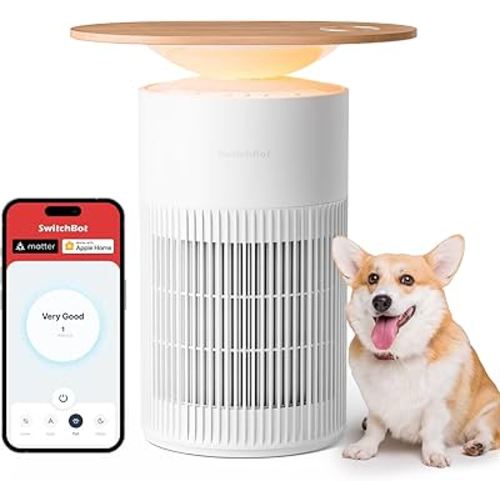 SwitchBot Air Purifier Table for Home up to 3620 ft², HEPA Air Purifier with Pet Mode, Washable Filter, Aromatherapy, RGB Light, Cleans Odor Pets Hair Pollen Dust Smoke, Work with Matter HomeKit Alexa