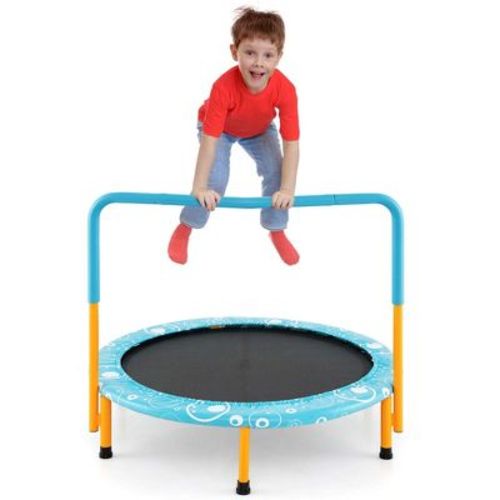 Costway 36" Kids Trampoline Rebounder with Full Covered Handrail & Pad Indoor Outdoor Light Blue