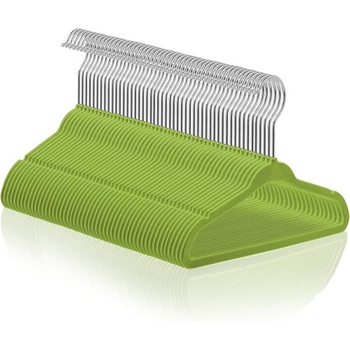 Casafield 50 Velvet Baby Hangers - 11" Size for Infant & Toddler Clothes - Lime Green