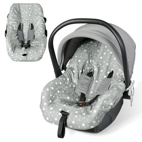 Orzbow Infant Car Seat Cover Liner, 100% Cotton Baby Seat Protector Cover, Universal Fit Carseat Liner for Travel System Car Seats, Breathable & Prevent Dirt, Machine Washable, 0-12 Months, Gray