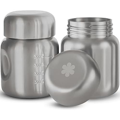 Pair of 2 Stainless Steel Breastmilk Pumping & Storage Bottle: 5+oz Breast Milk Bottle for Collection and Feeding, Leakproof, Dishwasher-Friendly, Fits w speCtra, Philips Avent, Cimilre