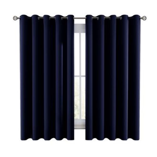 63-Inch Short Drop Window Blackout Curtains Thermal Grommet Curtains for Living Rooms - 52''x63'' (NAVY-BLUE)