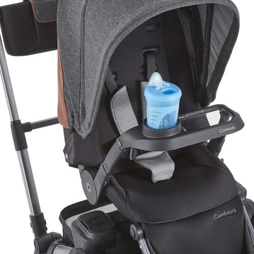 Contours Snack Tray Accessory, Exclusive Compatibility with ContoursBaby Element Baby Stroller (Model ZL032), Easy to Clean Cup or drink holder with Swivel Attachment, Black