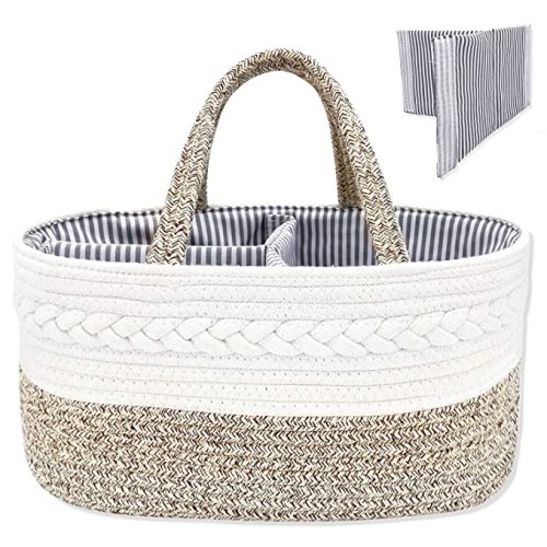NXY Diaper Caddy, Diaper Caddy for Baby Girl, Diaper Caddy Organizer, Nursery Storage Caddy, Top Newborn Registry Gift, Baby Gift, Newborn Registry Must Haves. Cotton Rope Caddy. 14.5" x8.7" x7.1" - Brown
