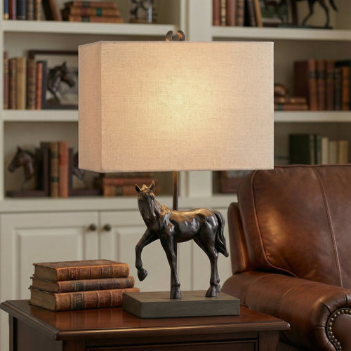 Union Rustic 20.25"H Bronze Resin Horse Table Lamp With Shade & Reviews | Wayfair