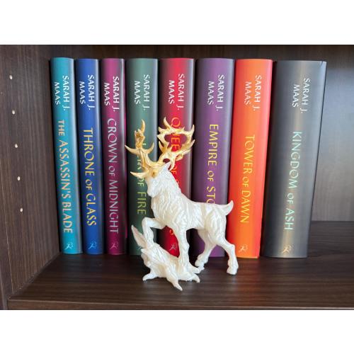 White stag golden antlers throne of glass terrasen inspired aelin galithenious bookshelf decor three d plastic printed