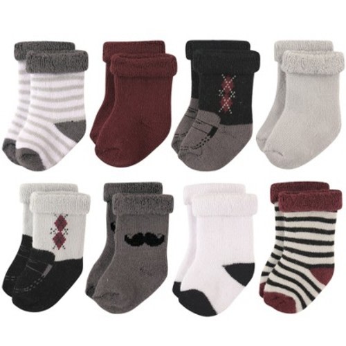 Hudson Baby Infant Boy Cotton Rich Newborn and Terry Socks, Gentleman Burgundy, Size: 0-6 months