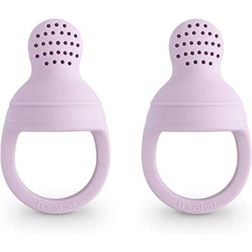 mushie Silicone Baby Fresh Fruit & Food Feeder Pacifier | 6 Months+ (Soft Lilac)
