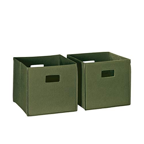 RiverRidge Folding Storage Bins with Handles Olive Cube Storage Organizer for Closet, Bedroom & Playroom - Closet Organizers and Storage Set of 2
