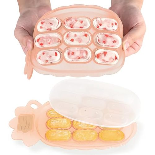 haakaa Silicone Nibble Freezer Tray -Breastmilk Teething Popsicle Mold - Baby Fruit Food Feeder Teether Tray - Baby Food Maker - Ice Cube Tray - 4 Months+ Babies - BPA Free - Blush