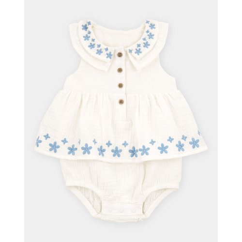 Baby Girl Floral Bodysuit Dress - White | Carter's